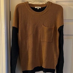 Madewell Tan and Black Crewneck Sweater